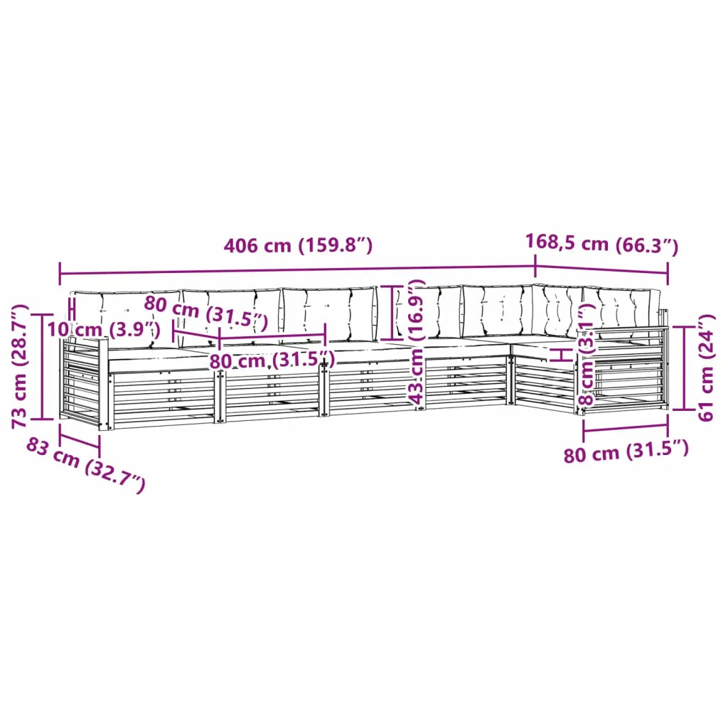 Set di divani da esterno 6 pz Bianco e Crema Poliestere 3390575