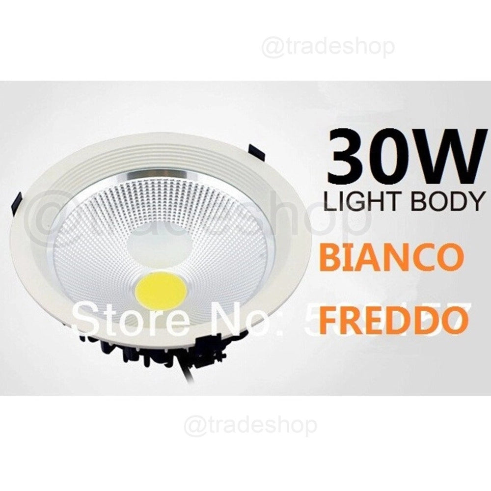 Trade Shop - Faretto Faro Led Cob 30w Gml Incasso Molla Alette Luce Bianco Fredda Calda -