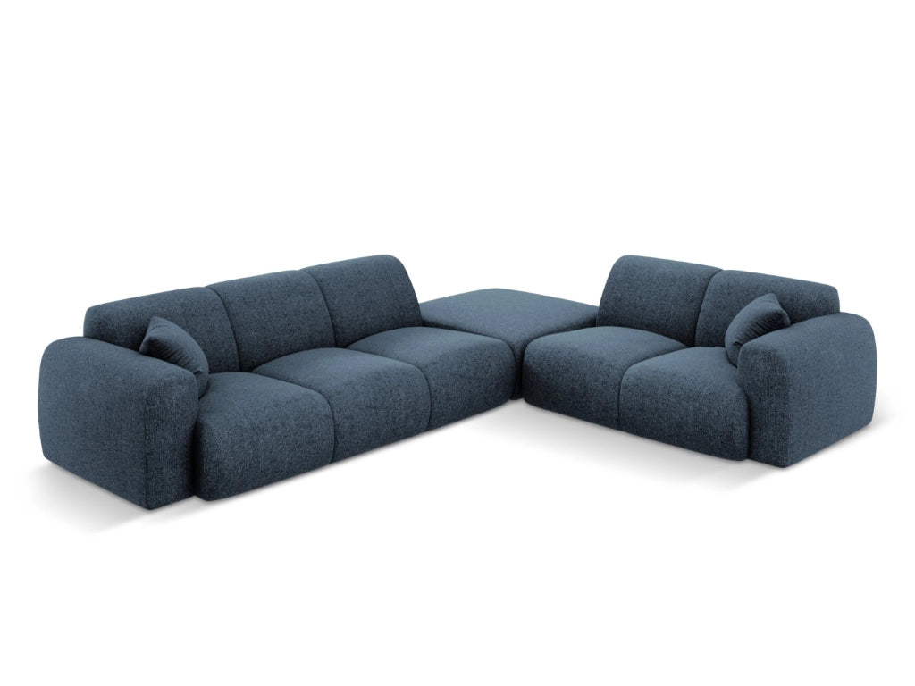 Cosmopolitan Design - Divano angolare destro "Nolio" 4 posti in ciniglia blu reale 