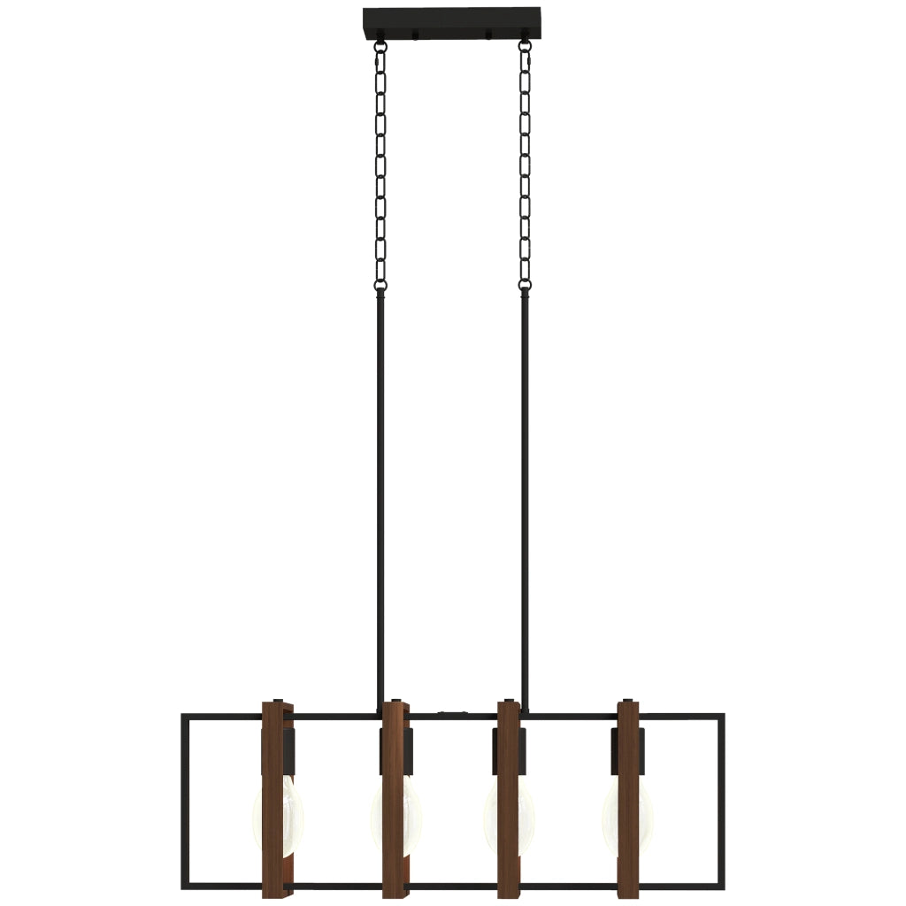 Lampadario Rustico a Sospensione ¨C zephmum ¨C Nero e Marrone, 80x21x90-130 cm