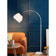 Trade Shop - Lampada Da Terra In Metallo Piuma Attacco E27 Max.60w 185x110 Cm Bianco Rosa D26 - Bianco