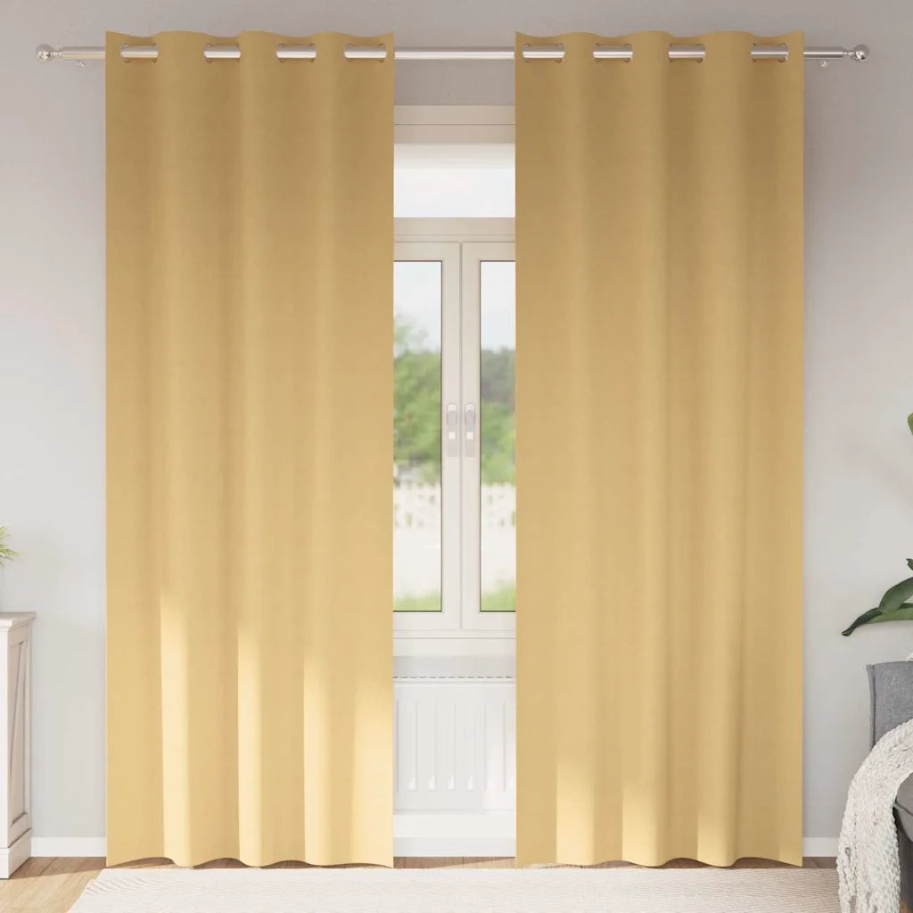 Tende Blackout con Anelli 2 pz Beige 260 x 140 cm Poliestere 4107317
