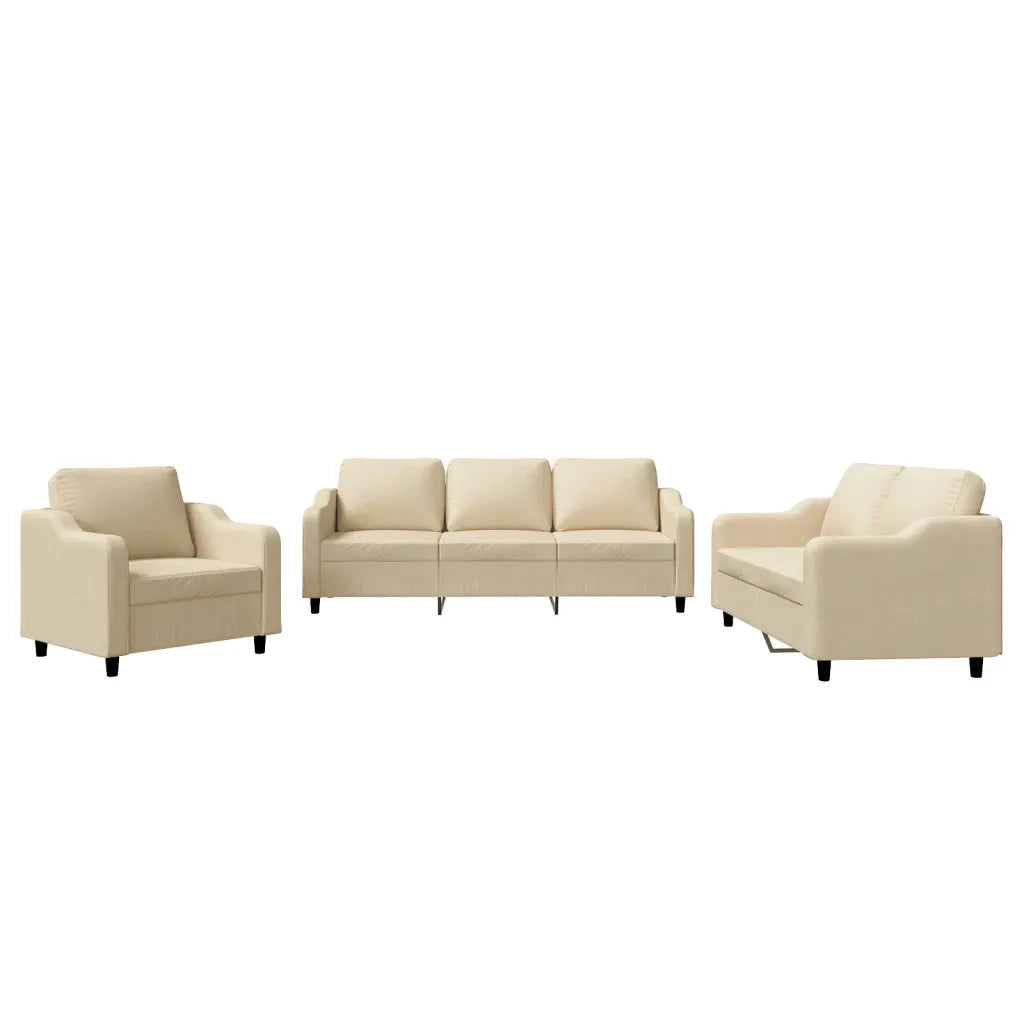 Set di Divani 3 pz con Cuscini Crema in Tessutocod mxl 83669