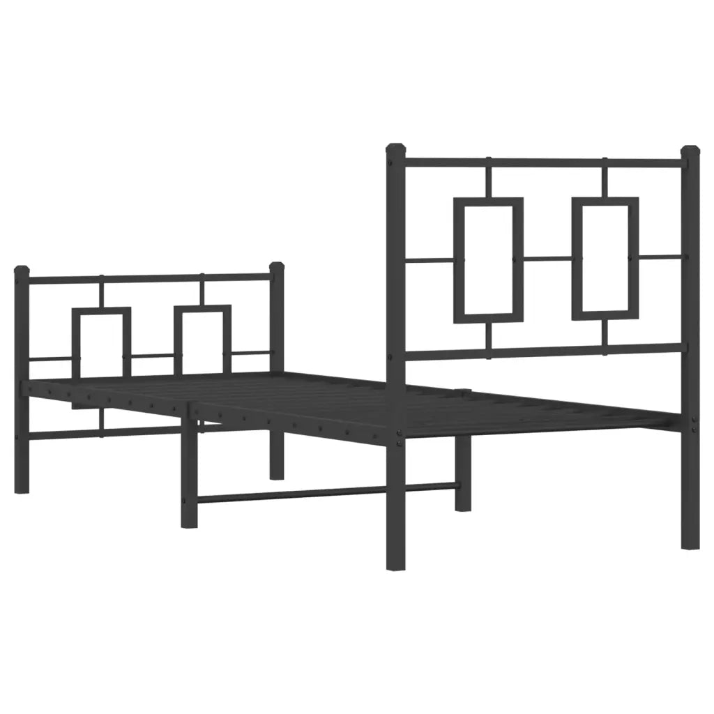 Giroletto con Testiera e Pediera Metallo Nero 75x190 cm 374249