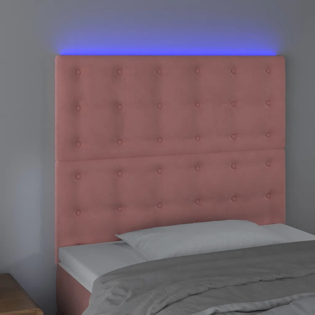 Testiera a LED-Testata con LED Rosa 100x5x118/128 cm in Velluto 740410