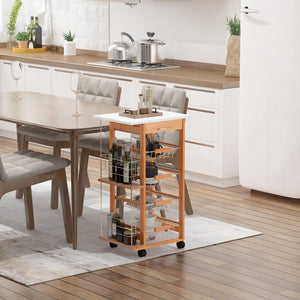 Carrello da Cucina 1 Cassetto 4 Cestelli 47x37x83 cm in Legno Marrone
