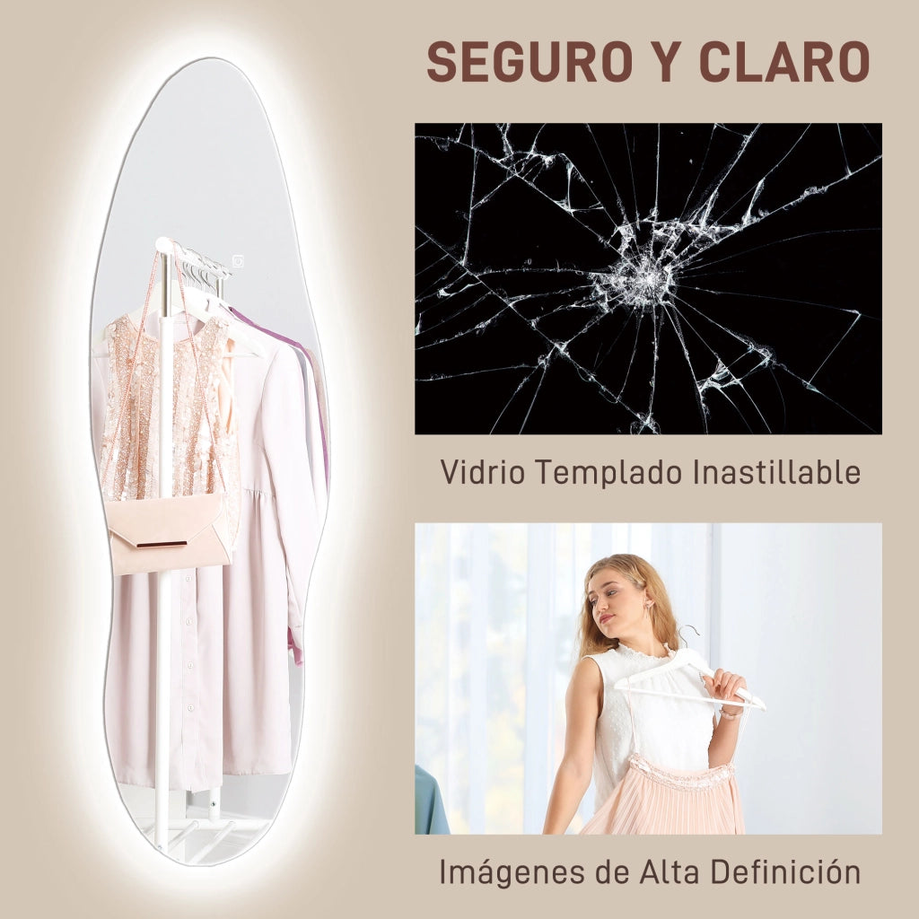 Specchio da Parete a Pieno Corpo con Luci LED ¨C Minimal ¨C 120x40 cm