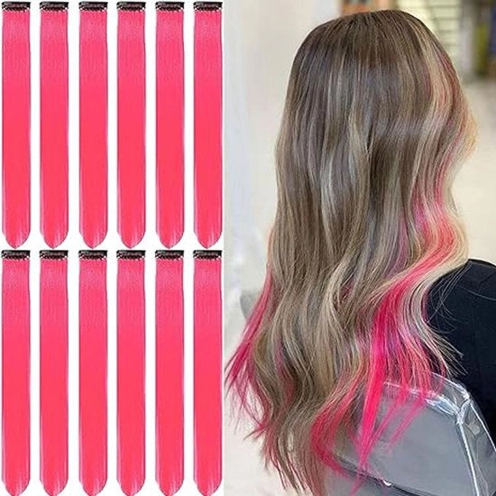 Set di 12 Trecce di Capelli Rossi per Estensioni Clip-in da 55 cm - Trecce di Capelli Lunghe e Dritte per Bambini, Feste e Accessori per Stili di Capelli