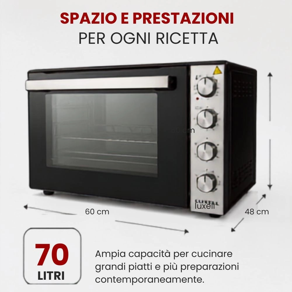 Forno d'appoggio multifunzione 70 litri nero inox LX-9645