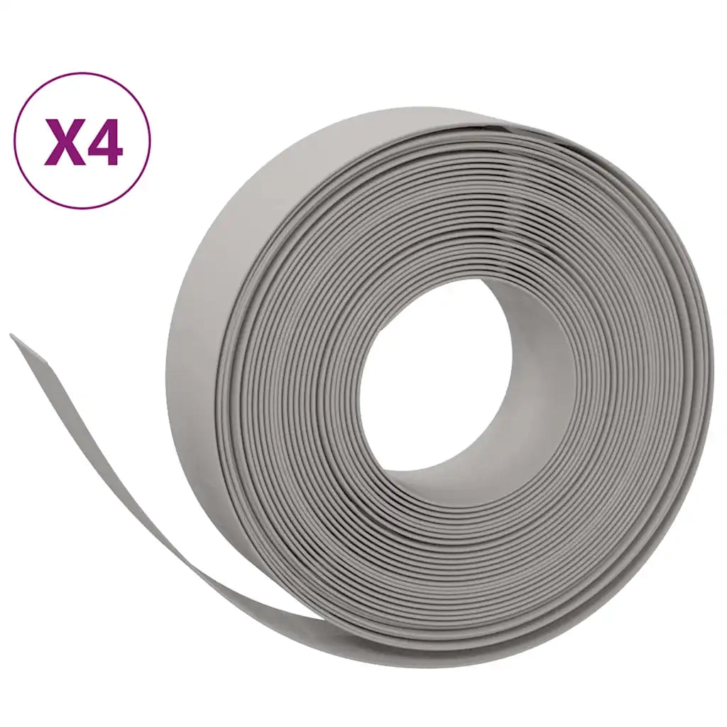 Bordature da Giardino 4 pz Grigie 10 m 15 cm in Polietilene 3155442