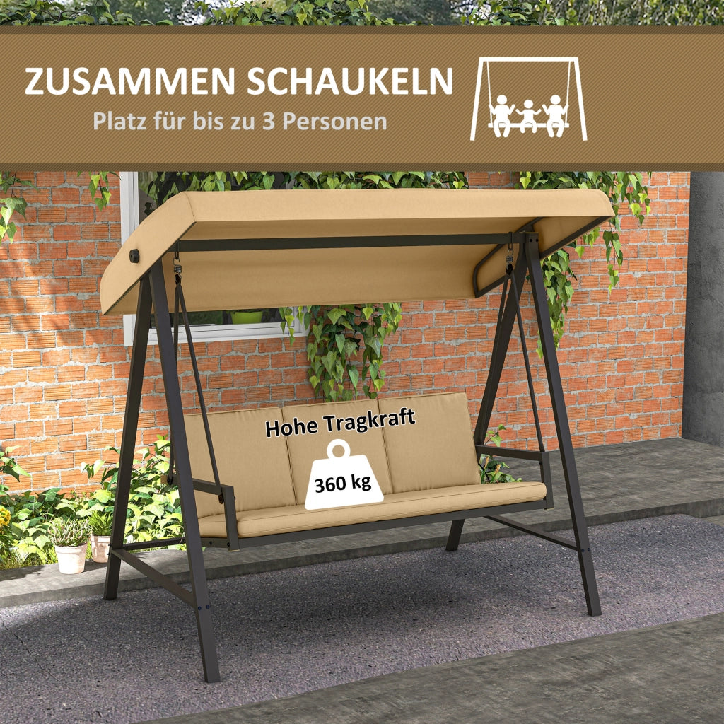 Amaca a dondolo da giardino ¨C zephmum ¨C Beige e Marrone 200x125x175 cm