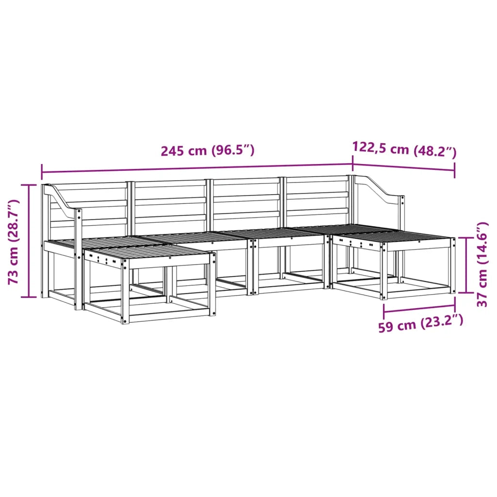 Set di divani da esterno 6 pcs Naturale Legno multistrato