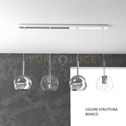 SOSP. BIANCO RETTANGOLARE 4 LUCI VETRI TUTTI PICCOLO (2 X TRASPARENTE + 2 X CROMO) 1155BI-S4 RP-TC