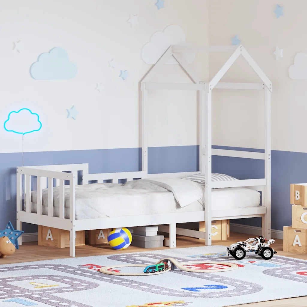 Letto singolo | Letto per adulti | Dormeuse con Tetto 80x200 cm Bianco in Legno Massello di Pino
