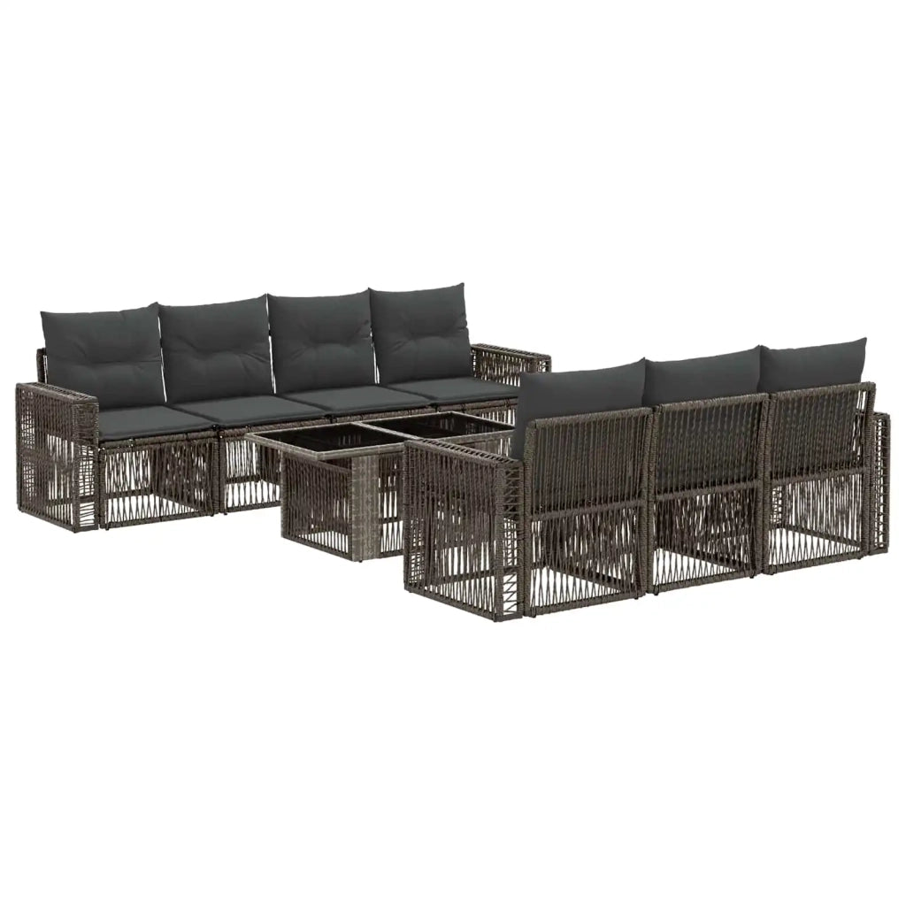 Set Divano da Giardino 8 pz Grigio e Grigio Scuro polyrattan 3436754