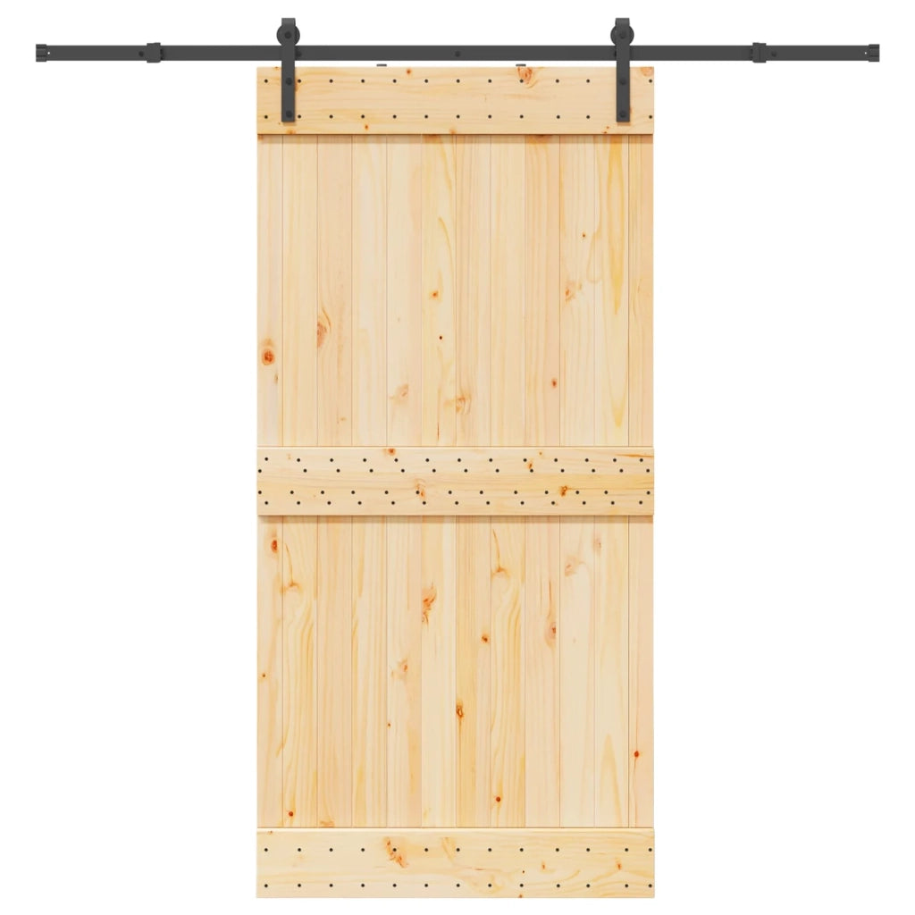 Porta scorrevole NARVIK Naturale e Nero 100 x 210 cm (213,5 cm)
