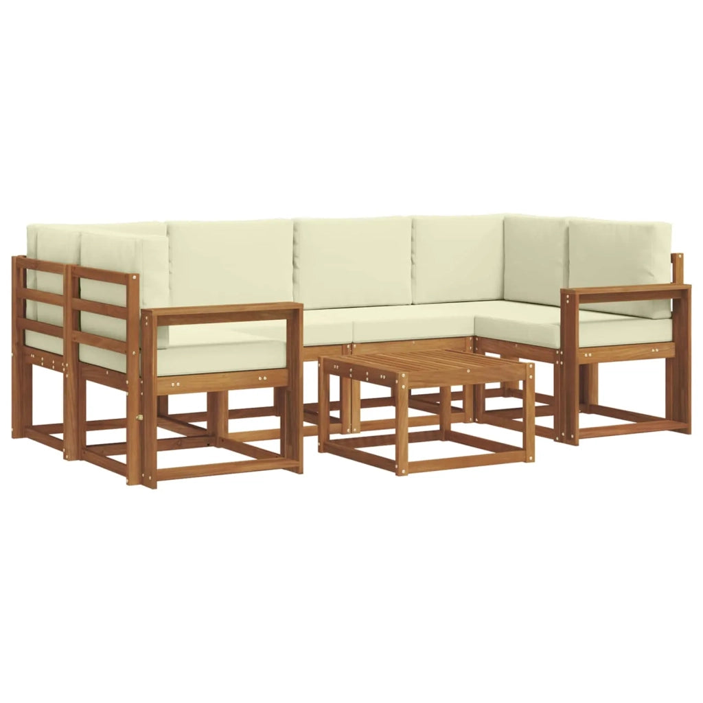 Set di divani da esterno con cuscino 7 pcs Naturale e Crema 3366083