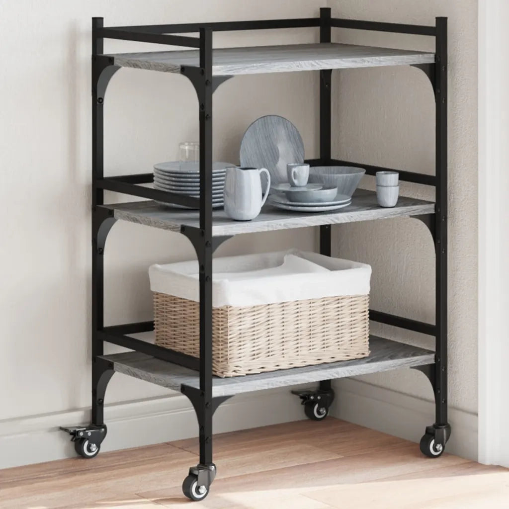vidaXL Carrello da Cucina Grigio Sonoma 50x35x75,5cm Legno Multistrato