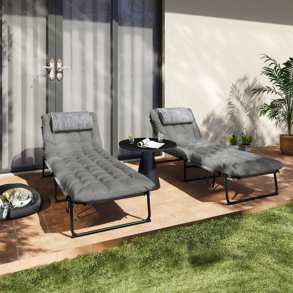 Lettini da sole pieghevoli 2 pezzi con schienale regolabile e cuscino ¨C zephmum ¨C grigio