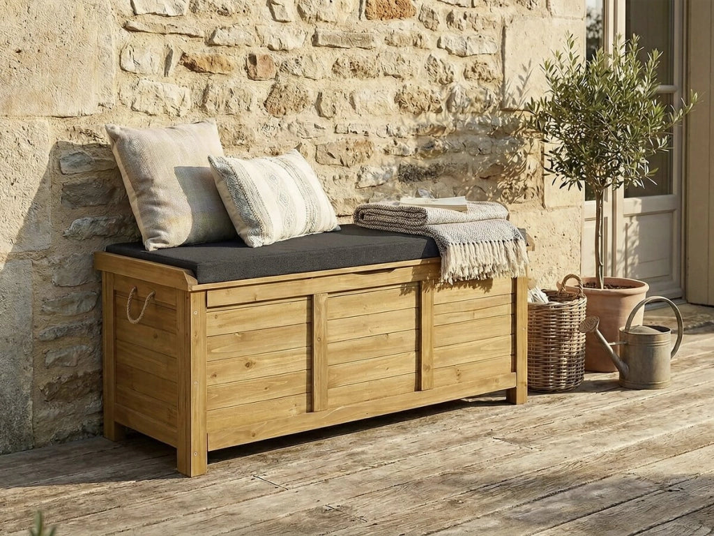 Cassetta da giardino in legno "Gana" - 125 x 60 x 54 cm - Marrone