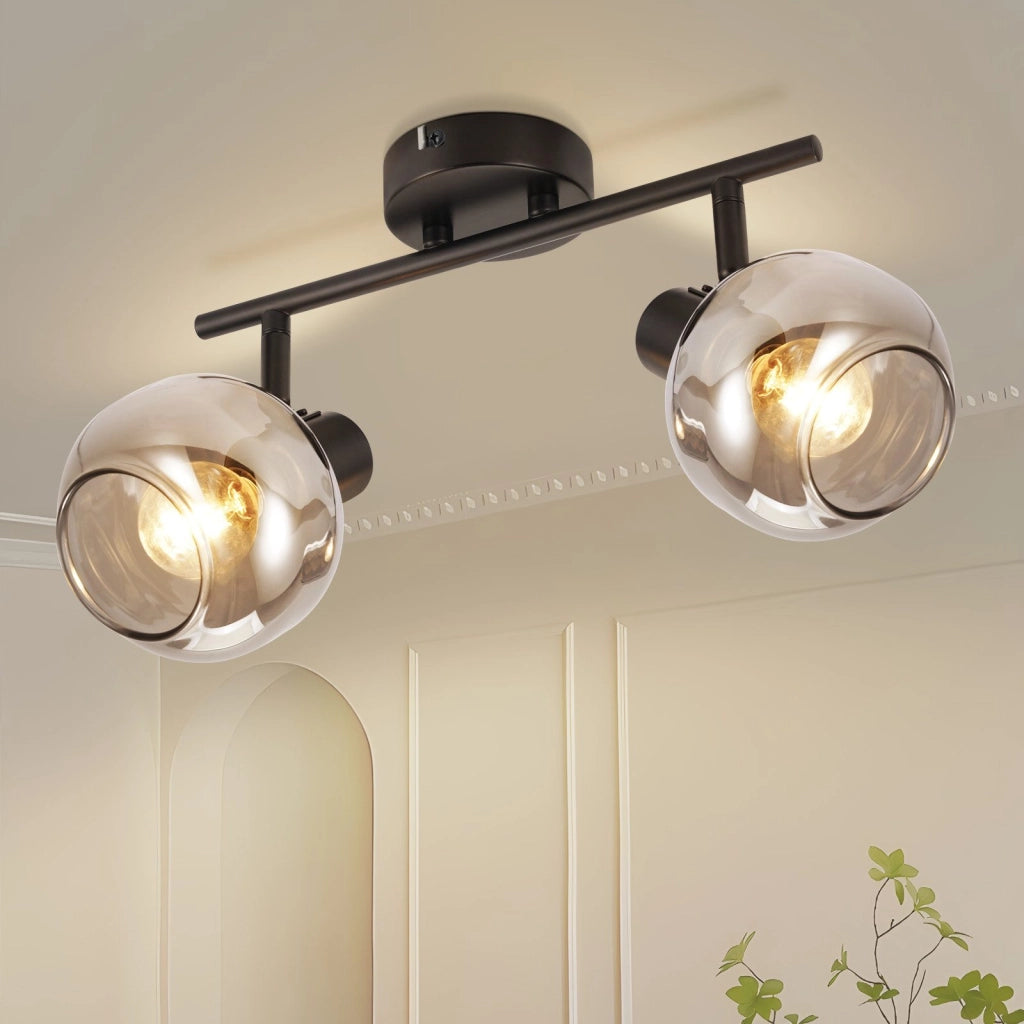 ZMH Faretto da soffitto vetro grigio fumé girevoli 350° retrò per soggiorno cucina corridoio