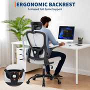 Sedia ergonomica per ufficio - Schienale regolabile - Supporto per testa 2D - Bracciali girevoli - Ruote regolabili