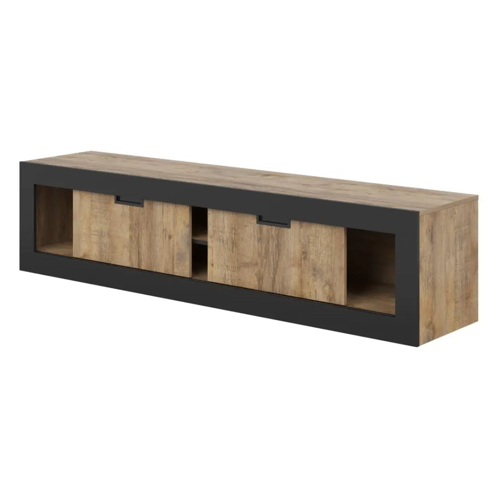 Mobile TV MEUNIER – 2 ante & 5 vani – Rovere Samdal & nero opaco – 180×42×40 cm