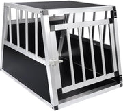 Trasportino Cane Auto, Trasportino Cani in Alluminio, Box da Cani per Auto con Chiusura, Cuccia per Cane da Esterno, Kennel per Canette per Trasporto Viaggio 54x69x51cm