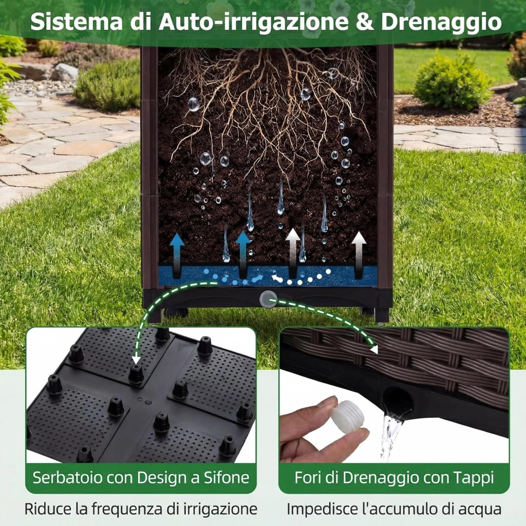 Arco per Piante Rampicanti da Giardino, Pergolato in Metallo con 2 Fioriere in PP e 4 Ruote Universali con Freni, Decorazione Esterno per Matrimonio e Festa, 203 x 40 x 230 cm