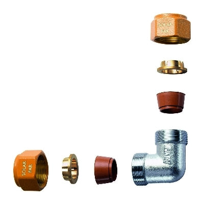 GOMITO DOPPIO COMPLETO DI KIT DI TENUTA PER IMPIANTI SOLARI- Diam. 16- FAR- pezzi 1