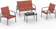 Set di mobili da Giardino TOLEDE Basso a 4 posti con Divano, poltrone e Tavolo in Terracotta