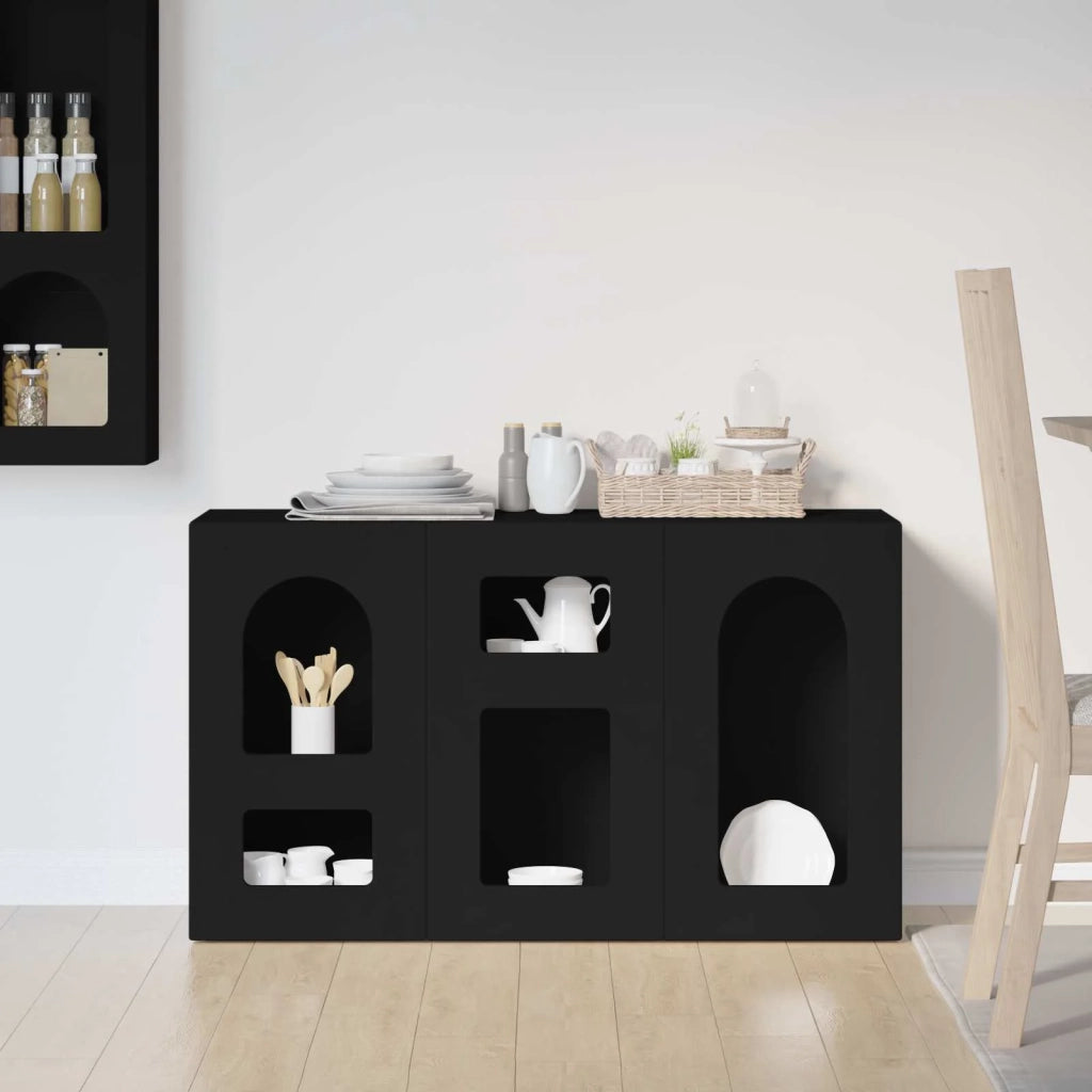 Credenza | Madia | Buffet da pranzo | Armadio da pranzo Nero 100 x 35 x 59 cm Legno multistrato