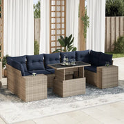 Set Divano da Giardino 8pz con Cuscini Grigio Polyrattan Acacia 3326762