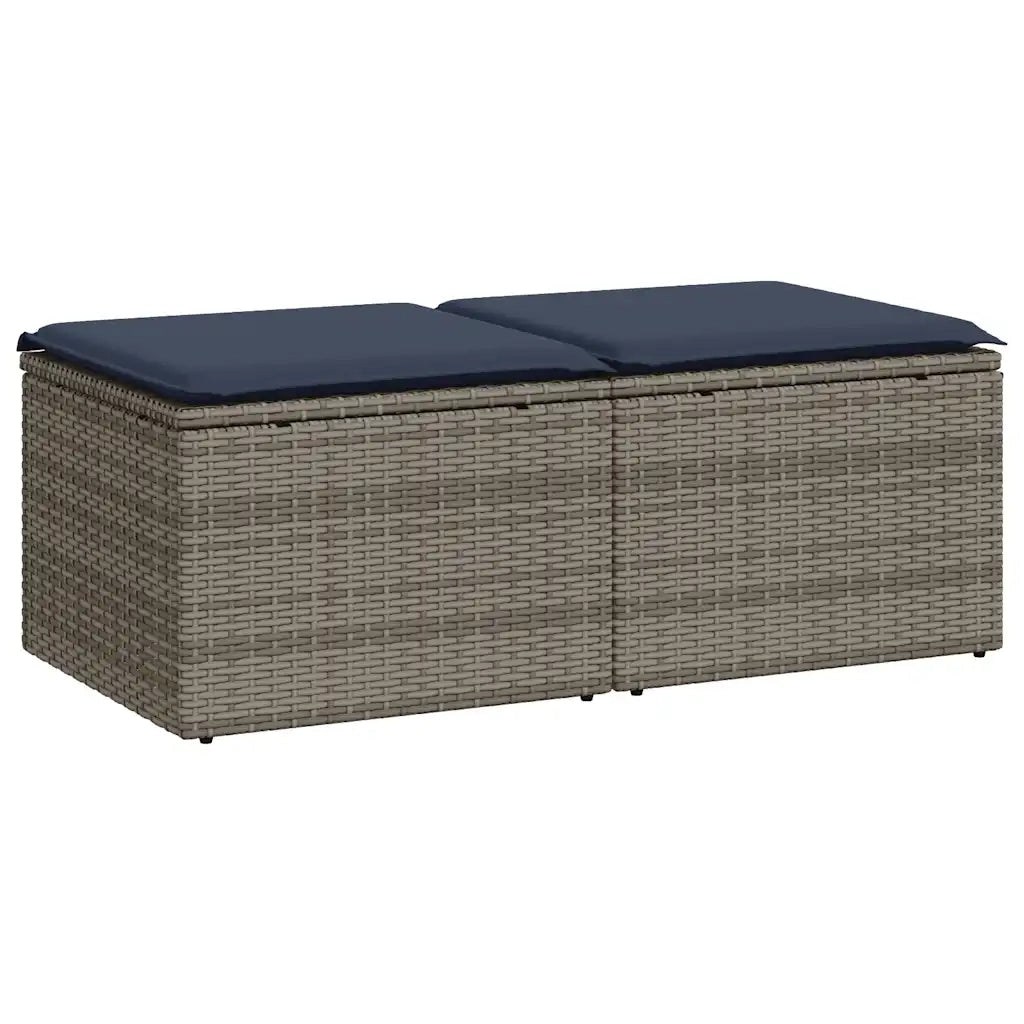 Set Divano Giardino 2 pz | Set Salotto da Giardino con Cuscini Grigio Polyrattan Acacia