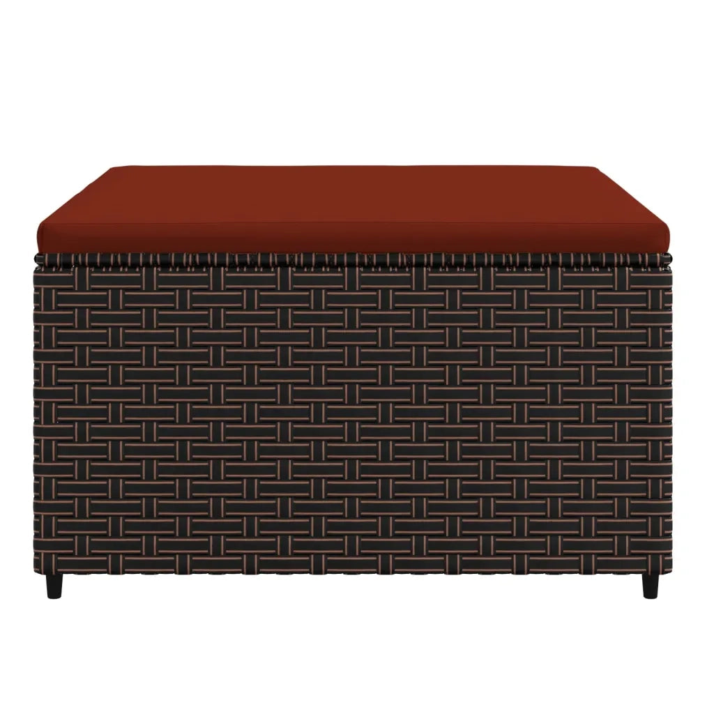 Poggiapiedi da Giardino con Cuscino in Polyrattan Marrone CFW2413048