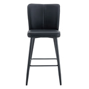 Set di 2 sgabelli da bar con schienale ergonomico; poggiapiedi e piedini regolabili in PU nero