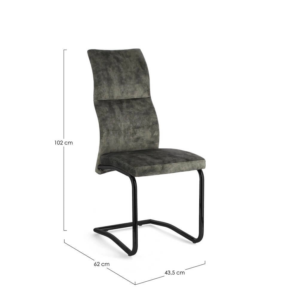 Set di 4 Sedie Imbottite in Velluto con Gambe in Acciaio - ASHER