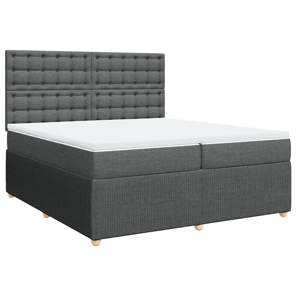 Giroletto a Molle con Materasso Grigio Scuro 200x200 cm Tessuto