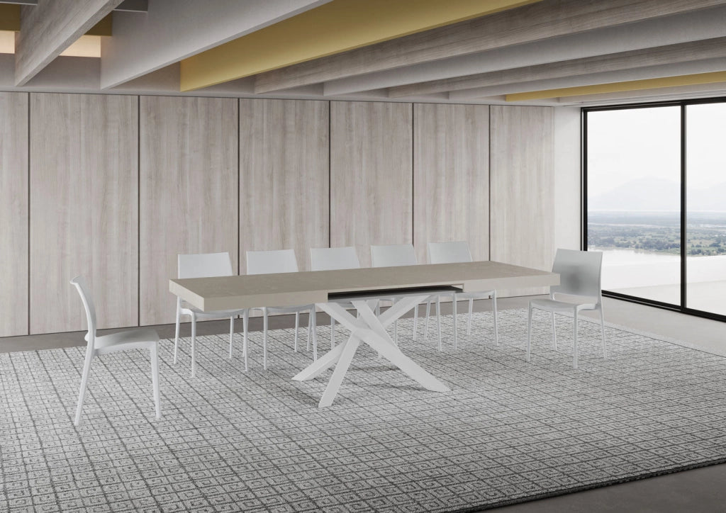 Tavolo Allungabile 160-264x90x77 cm Volantis Cashmere Telaio Bianco