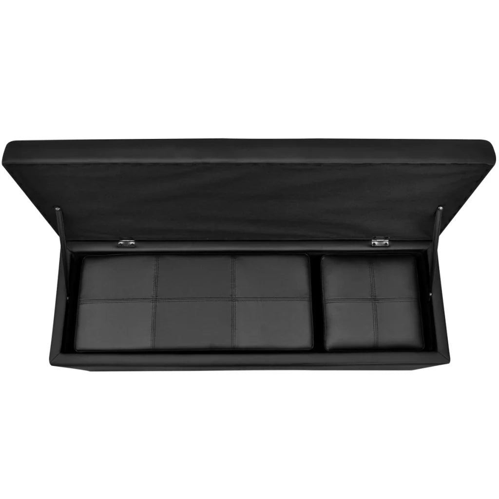 Set di 3 panche impilabili con vano portaoggetti nero 115 cm 3002020
