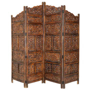 Separè in legno marrone artigianale 50(x4) x 2x180h cm