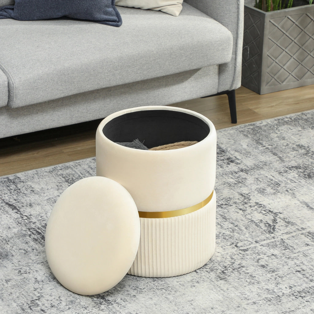 Pouf con ripostiglio in velluto ¨C zephmum ¨C 36x36x44 cm beige