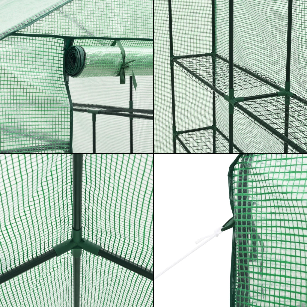 Serra da giardino Vale in acciaio e polietilene con ripiani integrati 120 x 170 x 194 cm verde 03_0008258
