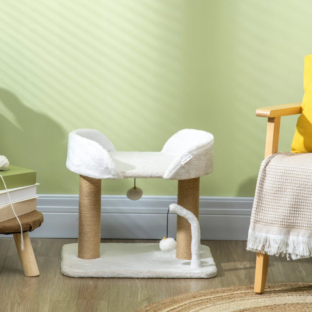 Tiragraffi per gatti con cuscino e palle ¨C zephmum ¨C 48x38x42 cm bianco