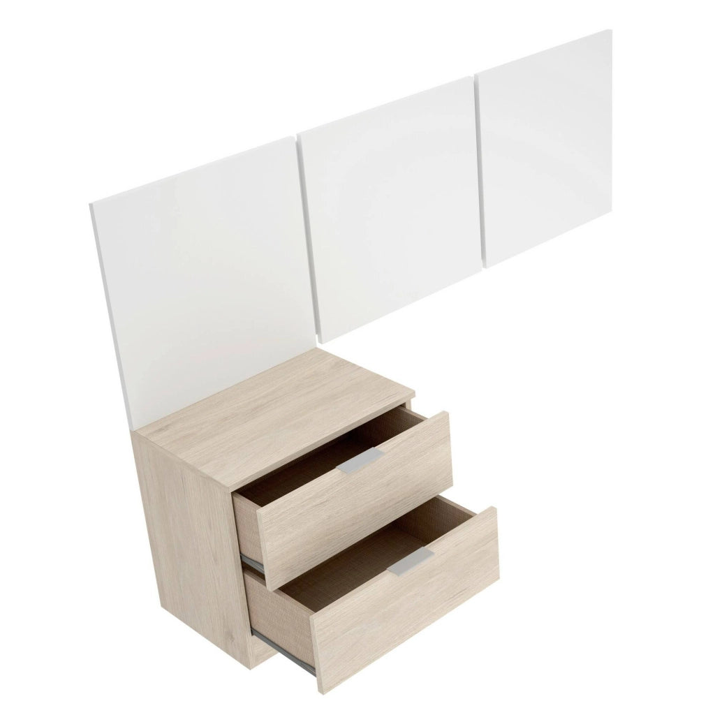 Testiera letto Chanhom, Spalliera, Testata per camera da letto, Poggiatesta, 157x34 h96 cm, Bianco e Rovere