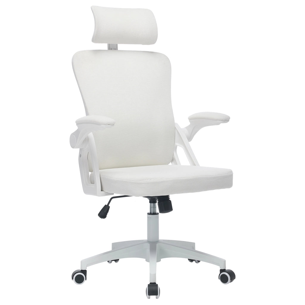 Sedia da ufficio ergonomica con schienale in rete traspirante, braccioli regolabili e altezza seduta regolabile, colore bianco
