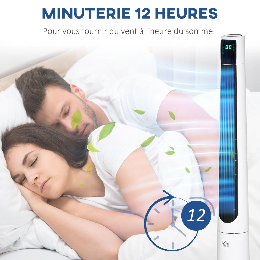 Ventilatore a colonna silenzioso 50W ¨C ZephMum ¨C 3 velocit¨¤ telecomando oscillante 40¡ã timer LED bianco