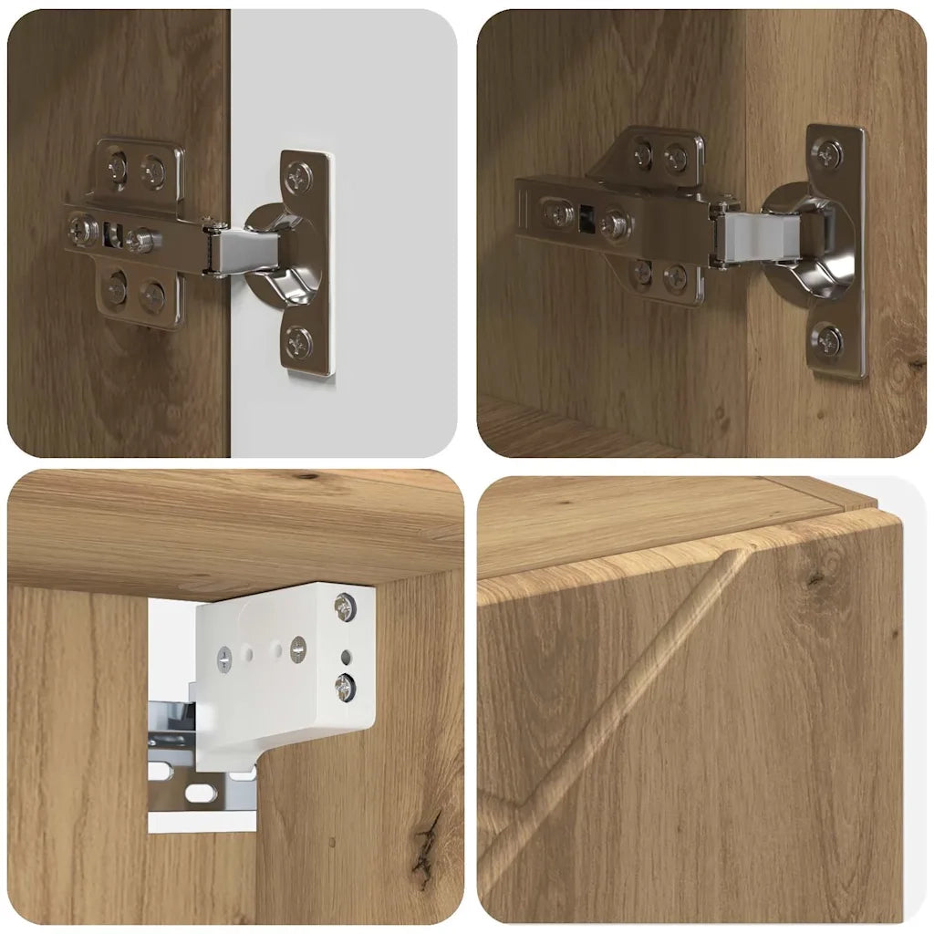 Set di mobili per il bagno con porta 4 pcs Rovere artigianale 3392982