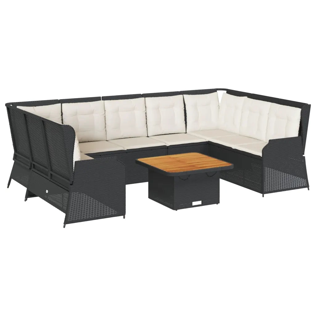 Set Salotto da Giardino con Cuscini 7pz Nero Polyrattan 3262369