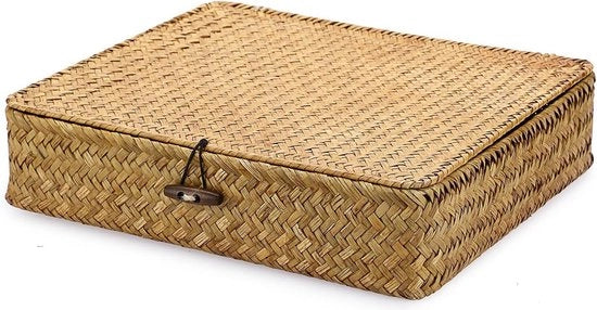 Racchetta di rami con coperchio - Cassa per pannelli - Contenitore di archiviazione per ufficio cucina giardino - 32 x 28 x 7 cm